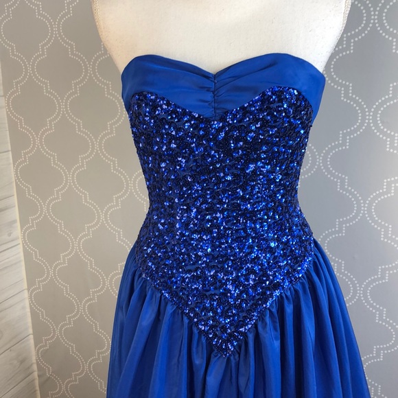 Vintage sweetheart neckline blue formal prom dress {{FREE SHIPPING}} - Picture 3 of 7